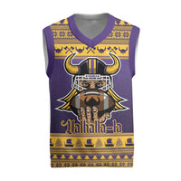 Viking-Inspired Football Christmas Knitted V-Neck Vest Valhalla-la Viking Warrior - Wonder Print Shop