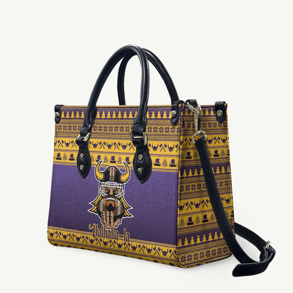 Viking-Inspired Football Christmas Leather Bag Valhalla-la Viking Warrior - Wonder Print Shop
