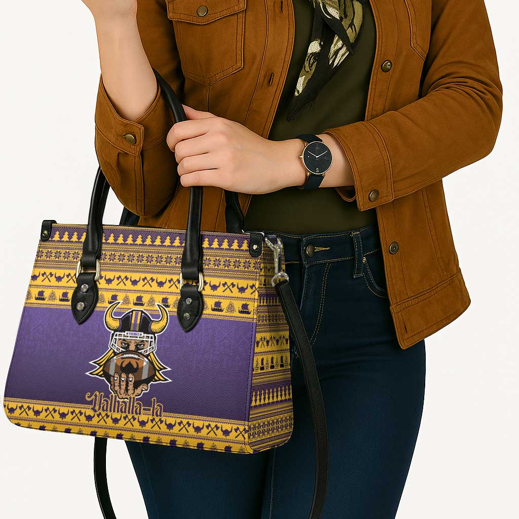 Viking-Inspired Football Christmas Leather Bag Valhalla-la Viking Warrior - Wonder Print Shop