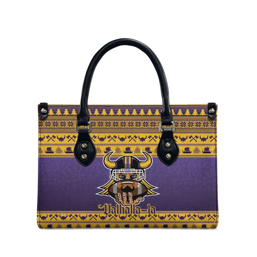 Viking-Inspired Football Christmas Leather Bag Valhalla-la Viking Warrior - Wonder Print Shop