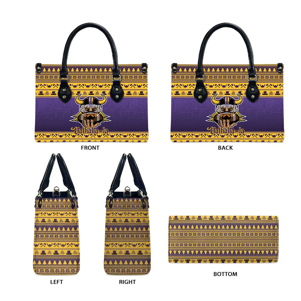 Viking-Inspired Football Christmas Leather Bag Valhalla-la Viking Warrior - Wonder Print Shop