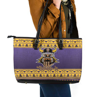 Viking-Inspired Football Christmas Leather Tote Bag Valhalla-la Viking Warrior - Wonder Print Shop
