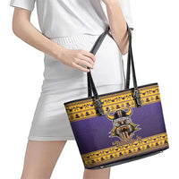 Viking-Inspired Football Christmas Leather Tote Bag Valhalla-la Viking Warrior - Wonder Print Shop
