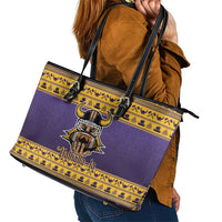 Viking-Inspired Football Christmas Leather Tote Bag Valhalla-la Viking Warrior - Wonder Print Shop