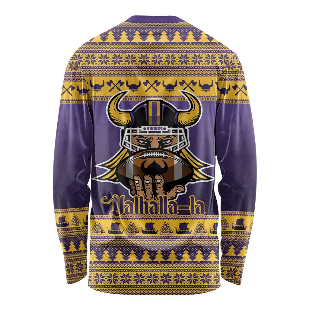 Viking-Inspired Football Christmas Long Sleeve Shirt Valhalla-la Viking Warrior - Wonder Print Shop
