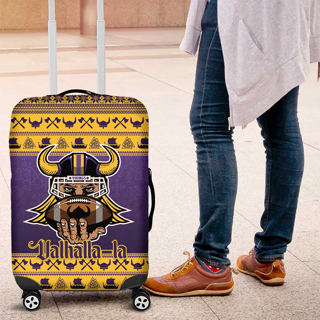 Viking-Inspired Football Christmas Luggage Cover Valhalla-la Viking Warrior - Wonder Print Shop