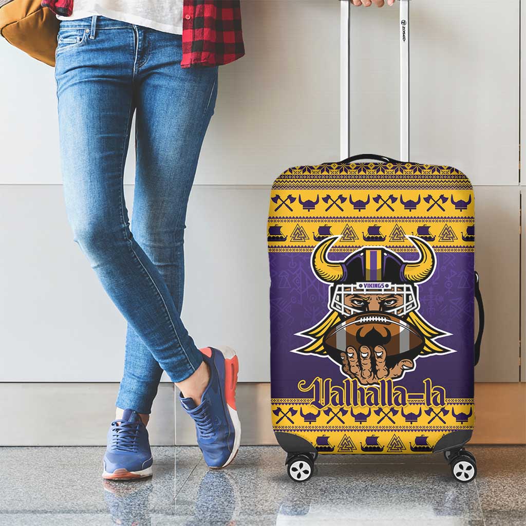 Viking-Inspired Football Christmas Luggage Cover Valhalla-la Viking Warrior - Wonder Print Shop
