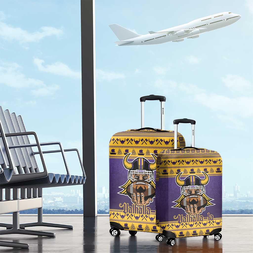 Viking-Inspired Football Christmas Luggage Cover Valhalla-la Viking Warrior - Wonder Print Shop