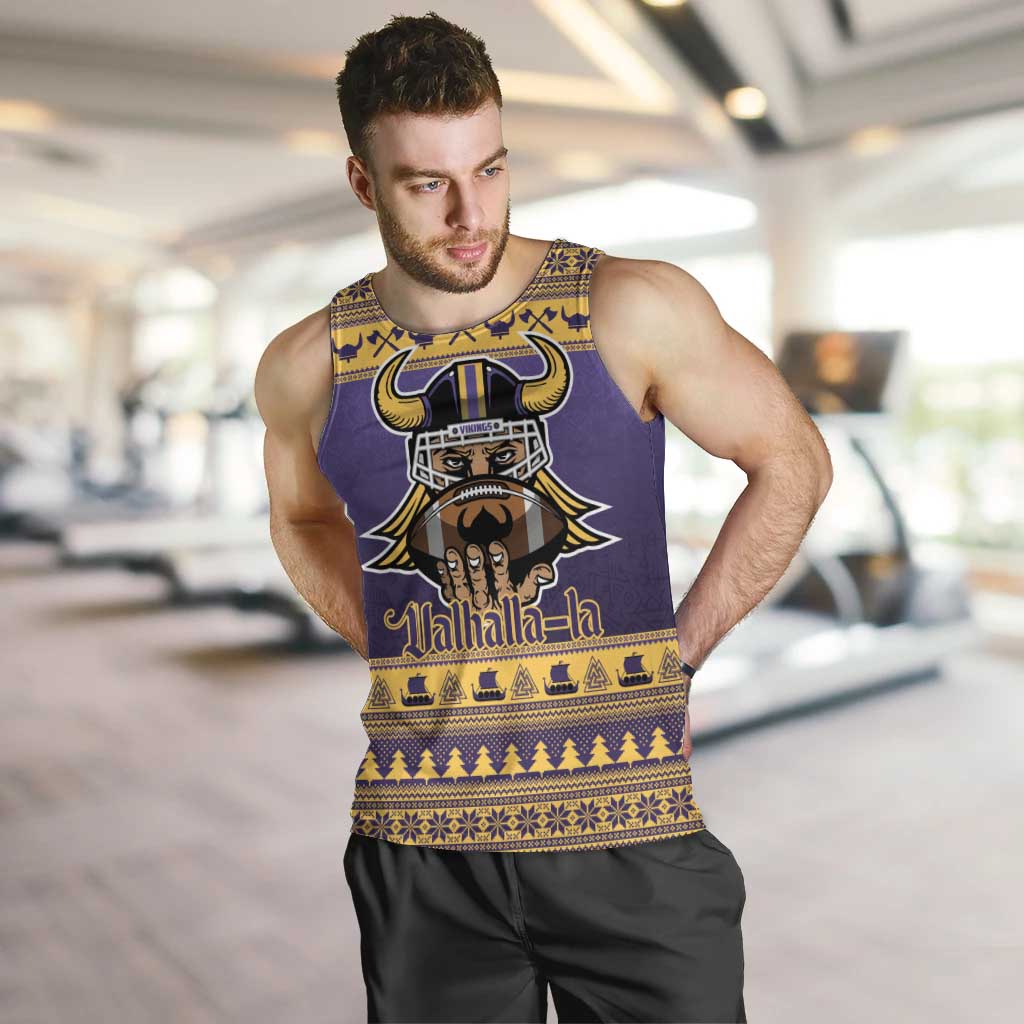 Viking-Inspired Football Christmas Men Tank Top Valhalla-la Viking Warrior - Wonder Print Shop
