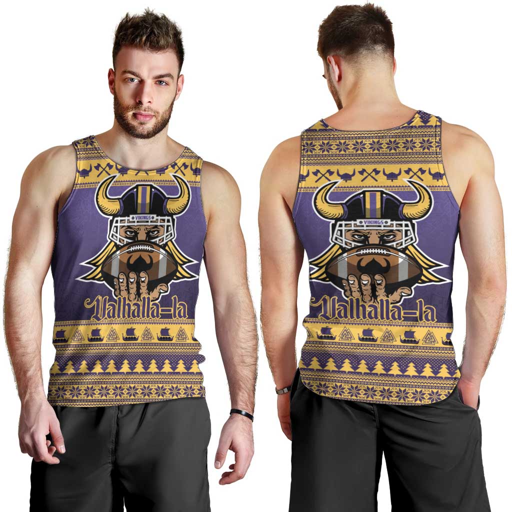 Viking-Inspired Football Christmas Men Tank Top Valhalla-la Viking Warrior - Wonder Print Shop
