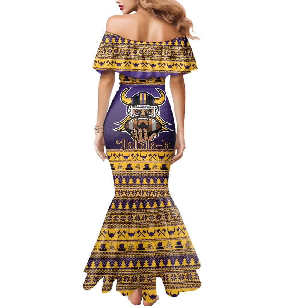 Viking-Inspired Football Christmas Mermaid Dress Valhalla-la Viking Warrior - Wonder Print Shop