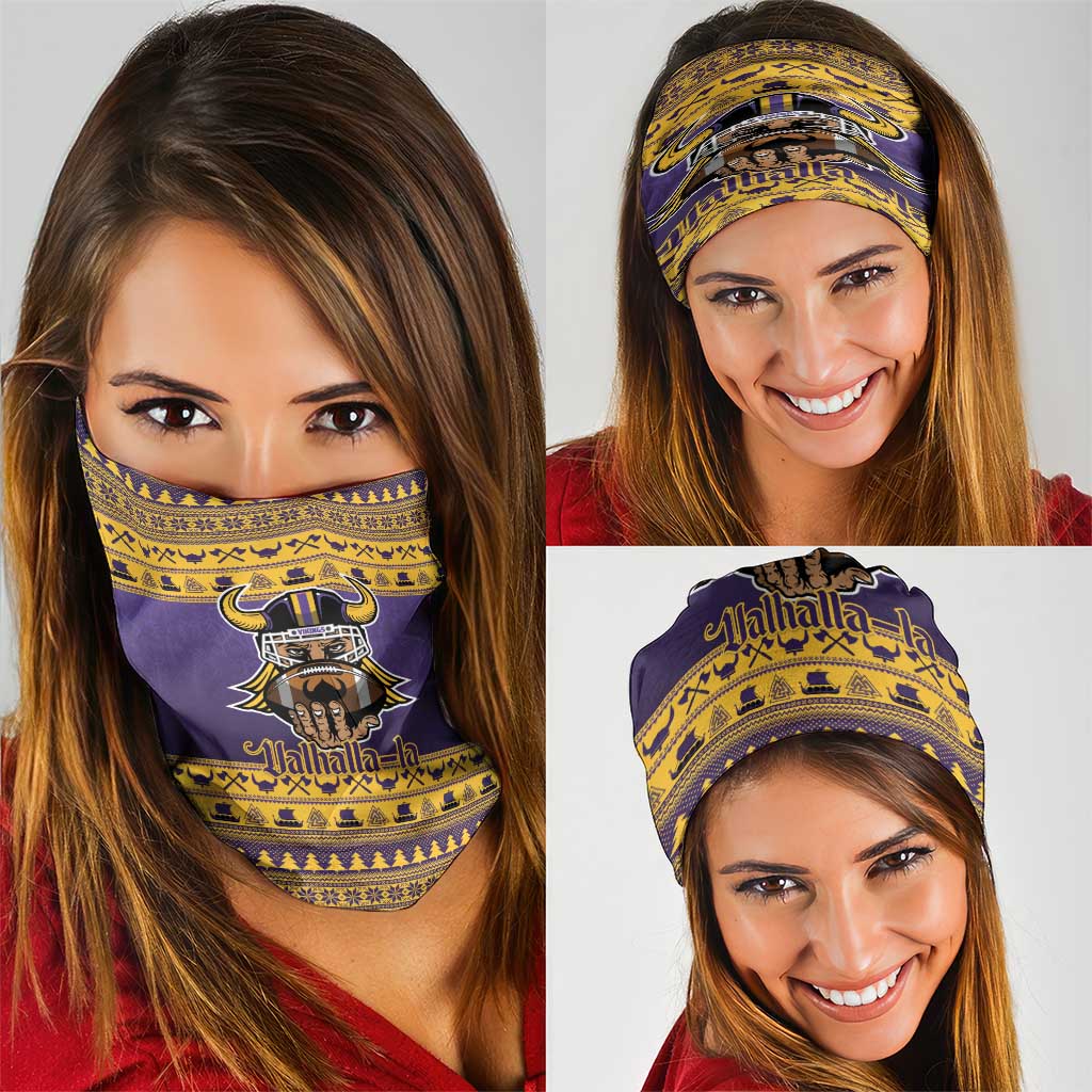 Viking-Inspired Football Christmas Neck Gaiter Valhalla-la Viking Warrior - Wonder Print Shop
