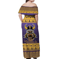Viking-Inspired Football Christmas Off Shoulder Maxi Dress Valhalla-la Viking Warrior - Wonder Print Shop