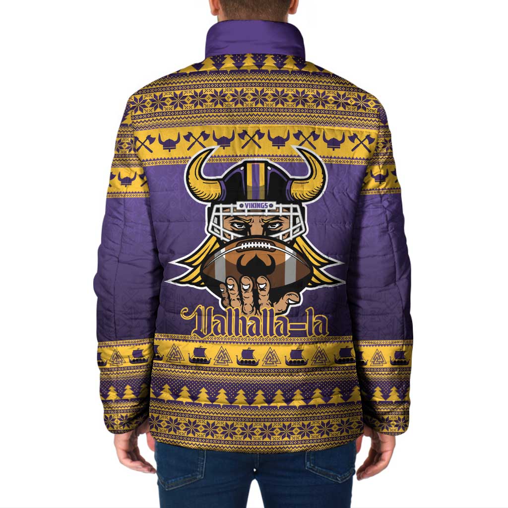 Viking-Inspired Football Christmas Padded Jacket Valhalla-la Viking Warrior - Wonder Print Shop