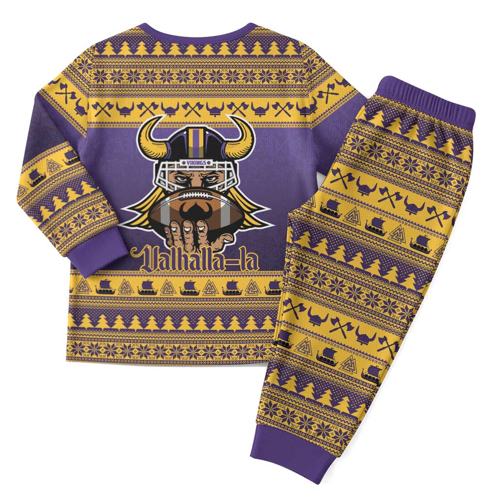 Viking-Inspired Football Christmas Pajama Set Valhalla-la Viking Warrior - Wonder Print Shop
