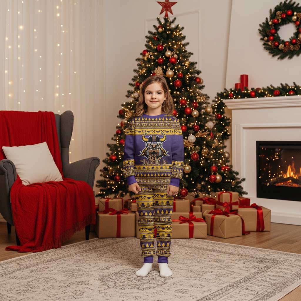 Viking-Inspired Football Christmas Pajama Set Valhalla-la Viking Warrior - Wonder Print Shop