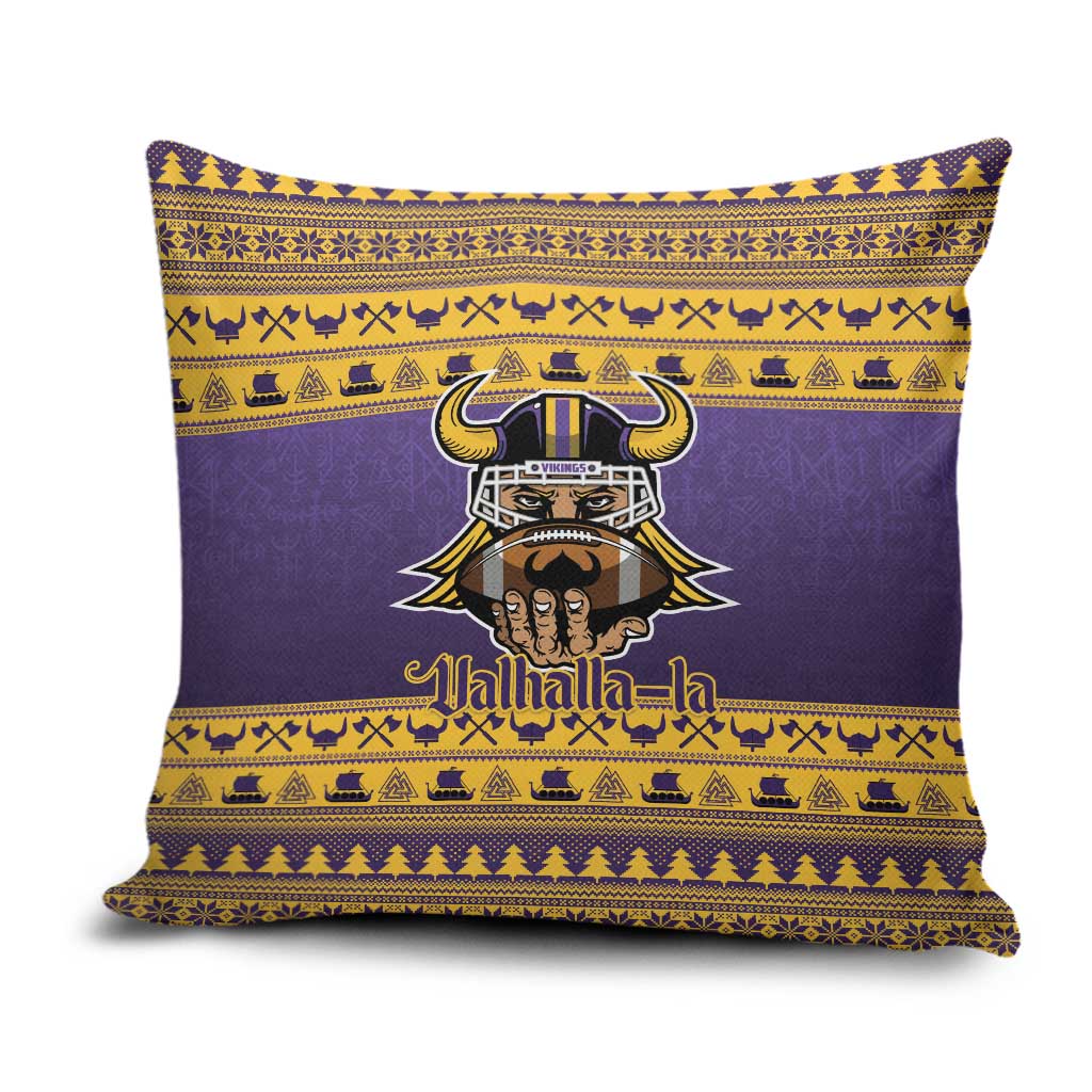 Viking-Inspired Football Christmas Pillow Cover Valhalla-la Viking Warrior - Wonder Print Shop
