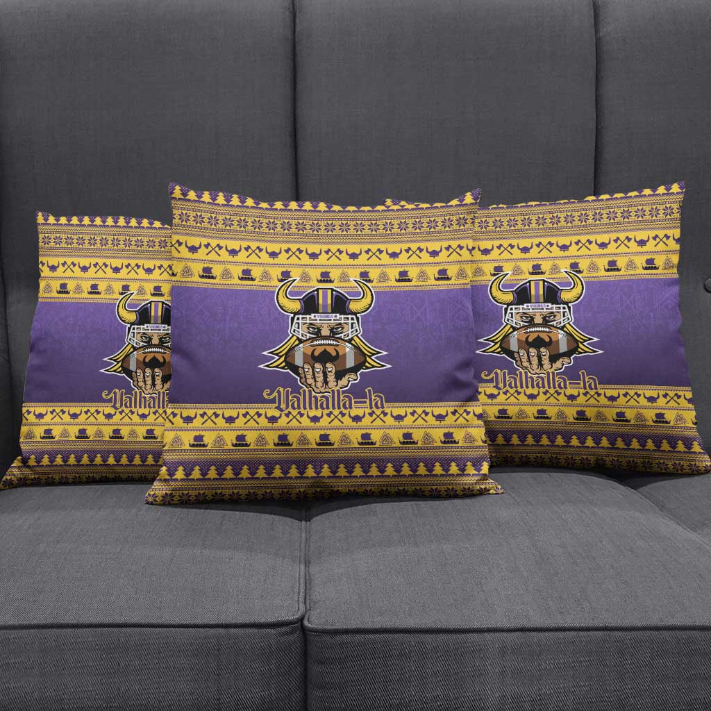 Viking-Inspired Football Christmas Pillow Cover Valhalla-la Viking Warrior - Wonder Print Shop