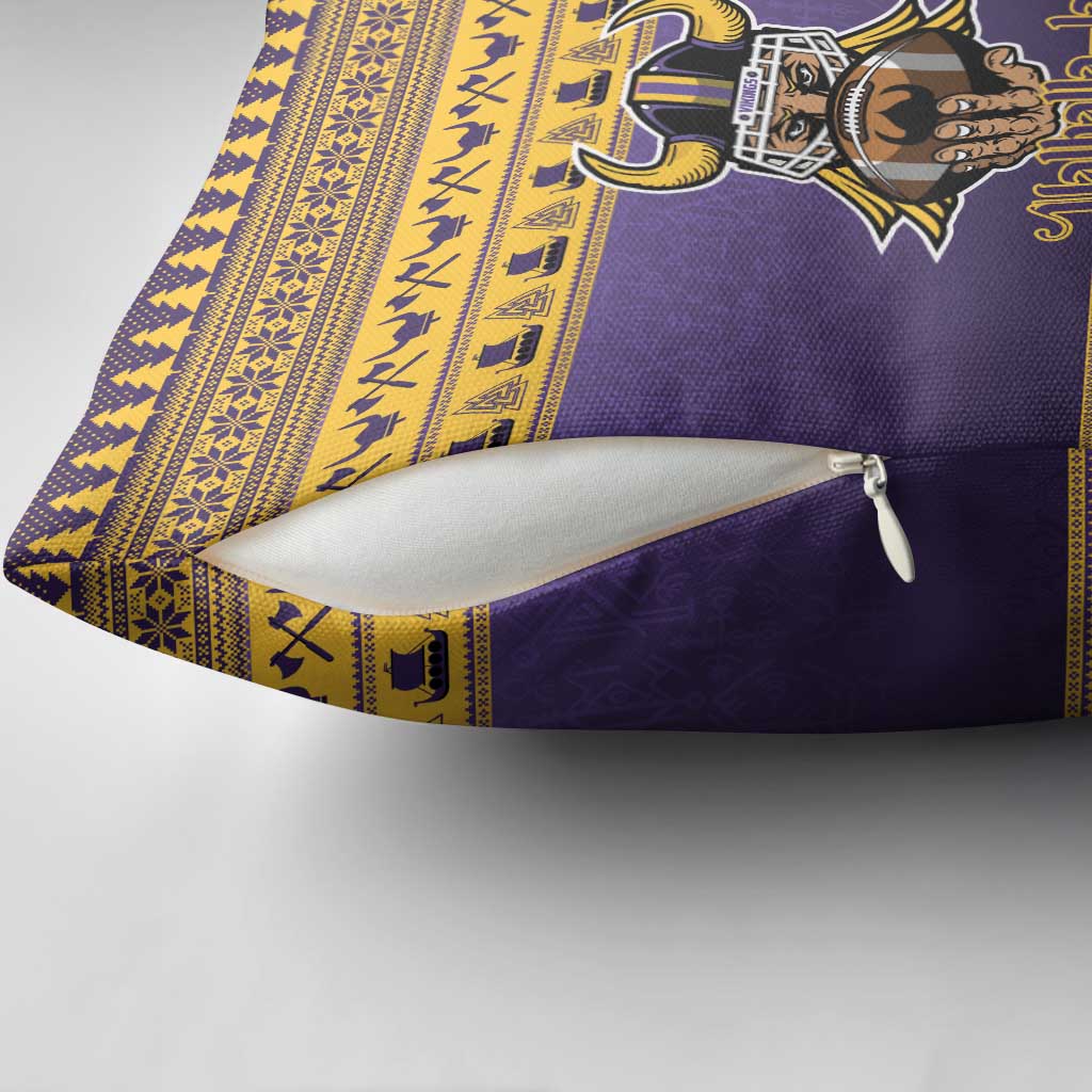 Viking-Inspired Football Christmas Pillow Cover Valhalla-la Viking Warrior - Wonder Print Shop
