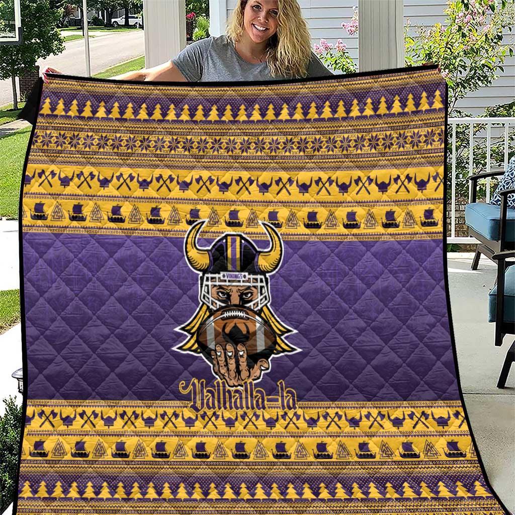 Viking-Inspired Football Christmas Quilt Valhalla-la Viking Warrior - Wonder Print Shop