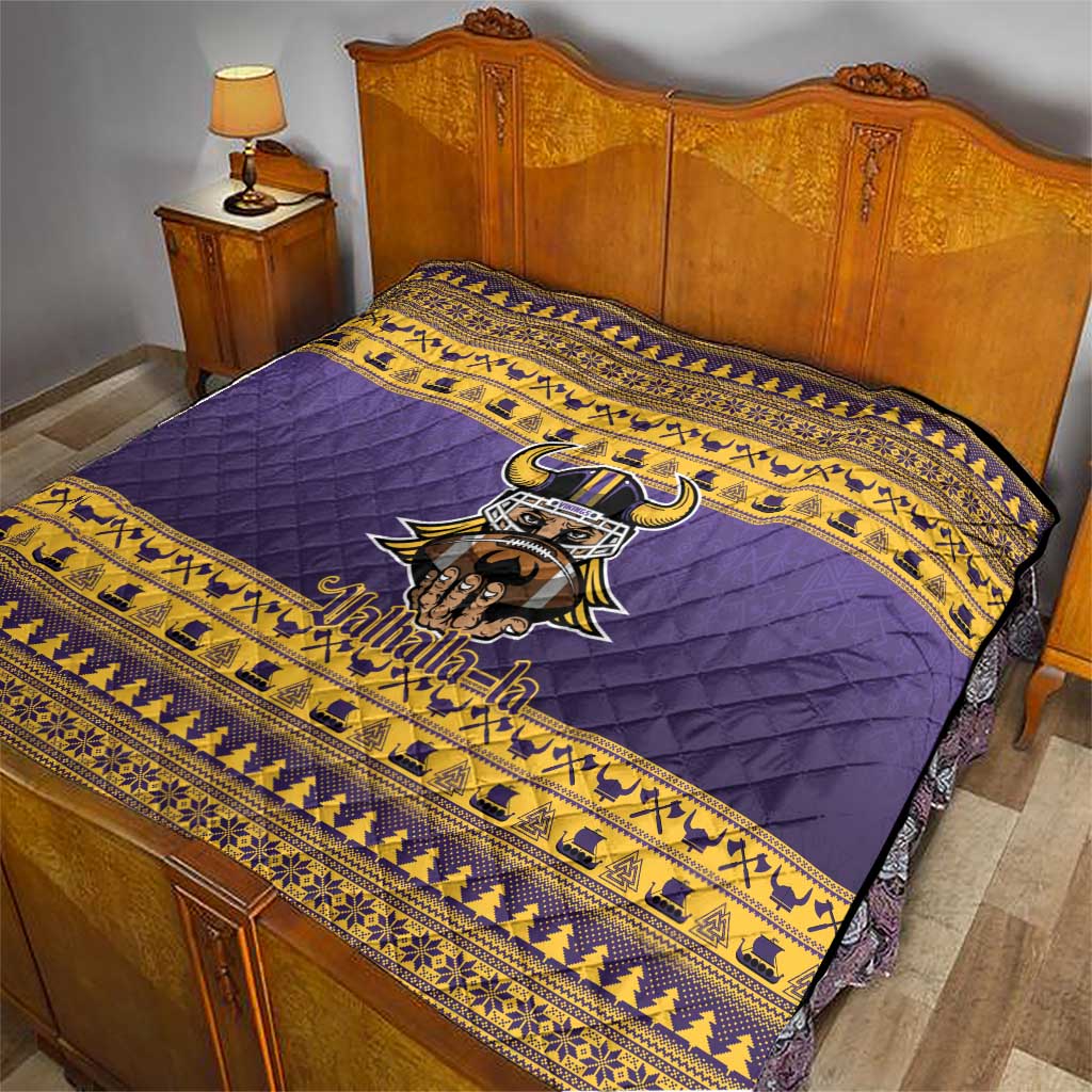 Viking-Inspired Football Christmas Quilt Valhalla-la Viking Warrior - Wonder Print Shop
