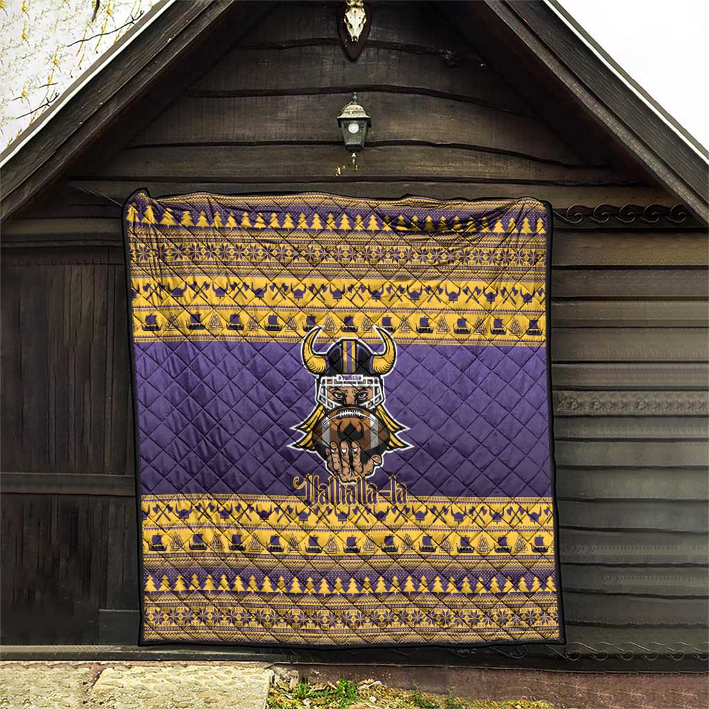 Viking-Inspired Football Christmas Quilt Valhalla-la Viking Warrior - Wonder Print Shop