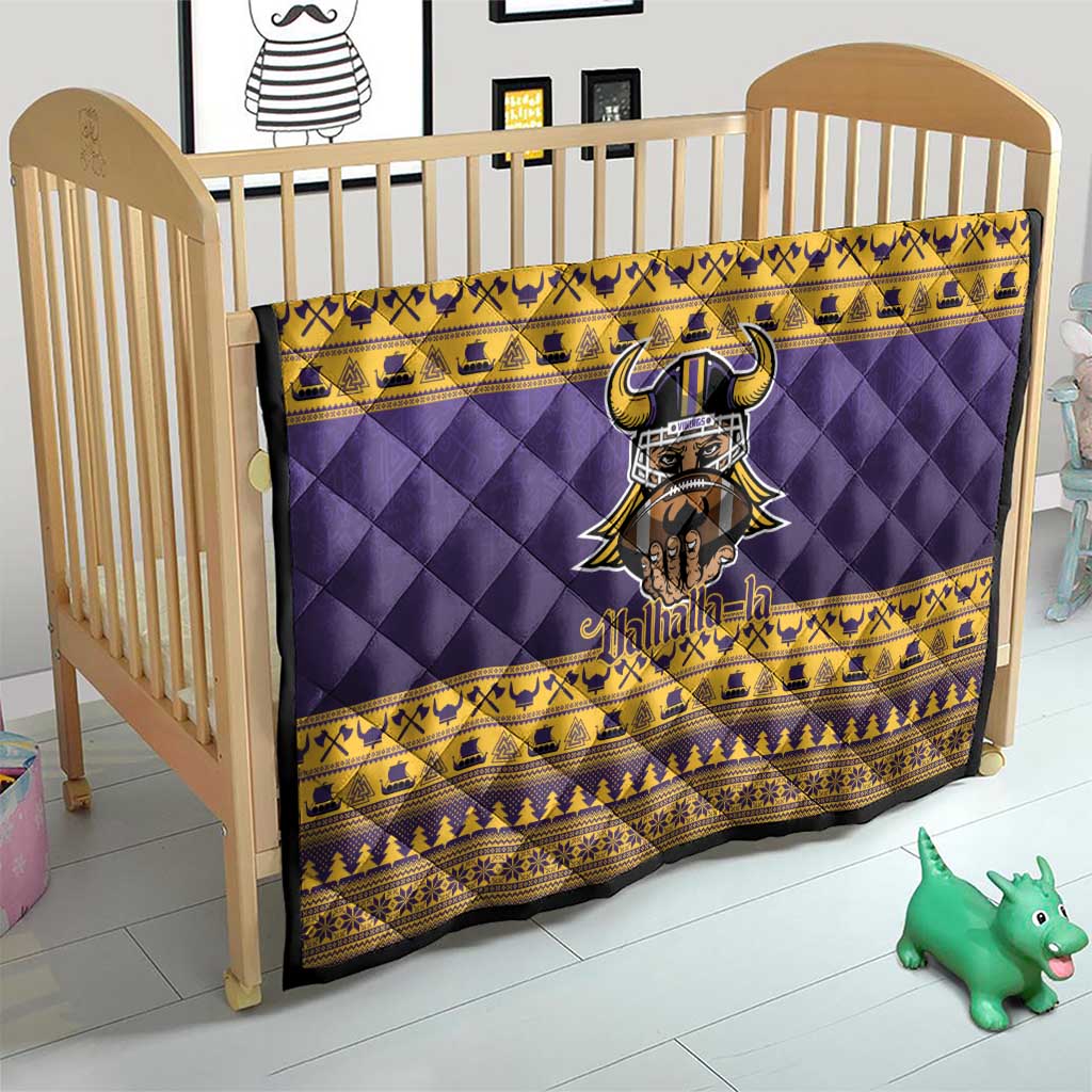 Viking-Inspired Football Christmas Quilt Valhalla-la Viking Warrior - Wonder Print Shop