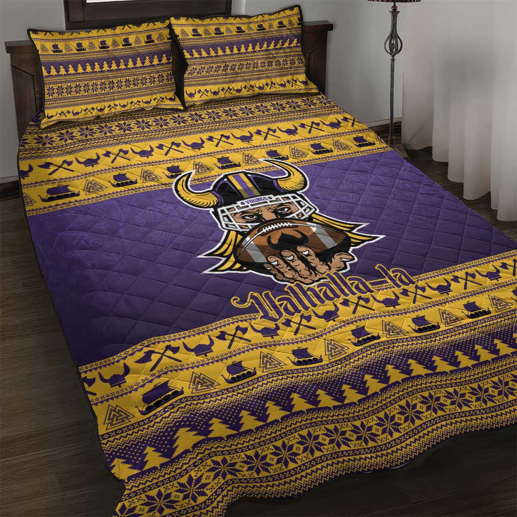 Viking-Inspired Football Christmas Quilt Bed Set Valhalla-la Viking Warrior - Wonder Print Shop
