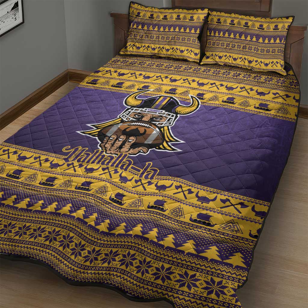 Viking-Inspired Football Christmas Quilt Bed Set Valhalla-la Viking Warrior - Wonder Print Shop
