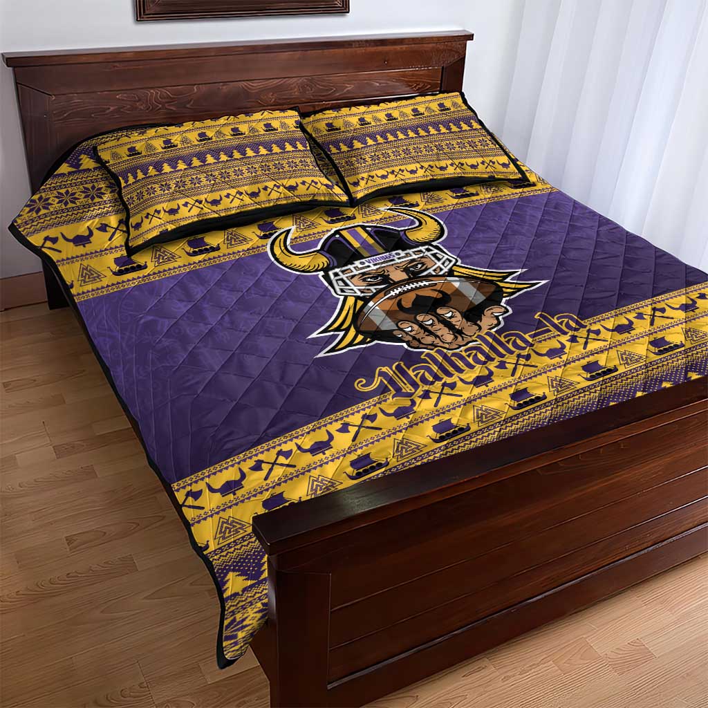 Viking-Inspired Football Christmas Quilt Bed Set Valhalla-la Viking Warrior - Wonder Print Shop