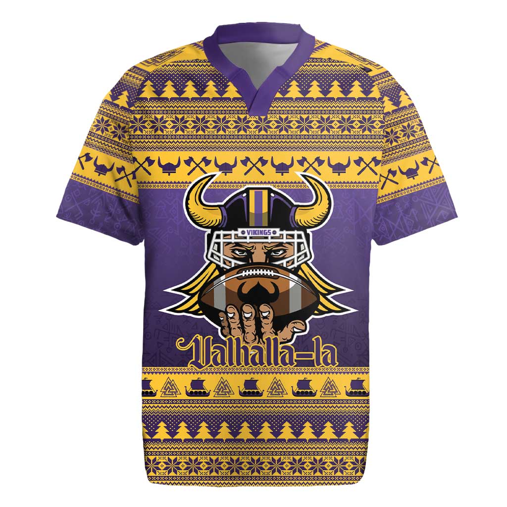 Viking-Inspired Football Christmas Rugby Jersey Valhalla-la Viking Warrior - Wonder Print Shop