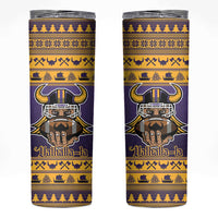 Viking-Inspired Football Christmas Skinny Tumbler Valhalla-la Viking Warrior - Wonder Print Shop