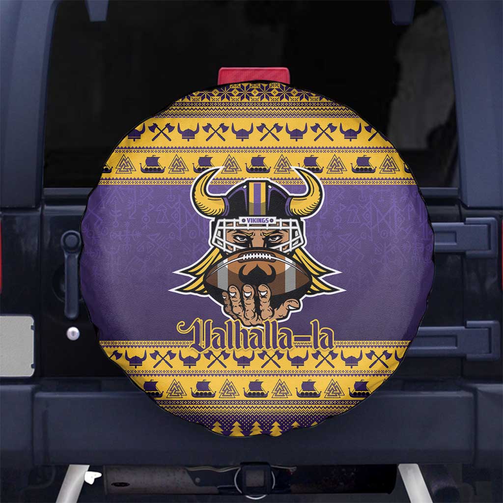 Viking-Inspired Football Christmas Spare Tire Cover Valhalla-la Viking Warrior - Wonder Print Shop