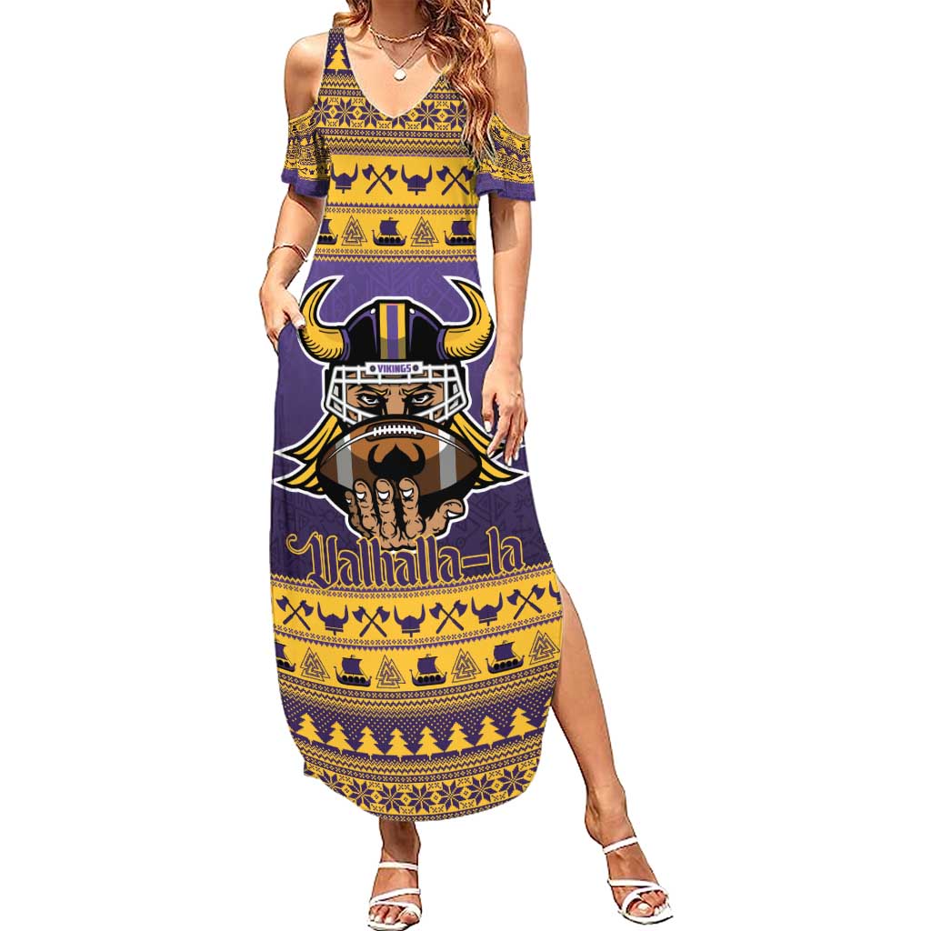 Viking-Inspired Football Christmas Summer Maxi Dress Valhalla-la Viking Warrior - Wonder Print Shop