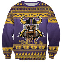 Viking-Inspired Football Christmas Sweatshirt Valhalla-la Viking Warrior - Wonder Print Shop