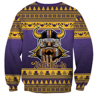 Viking-Inspired Football Christmas Sweatshirt Valhalla-la Viking Warrior - Wonder Print Shop