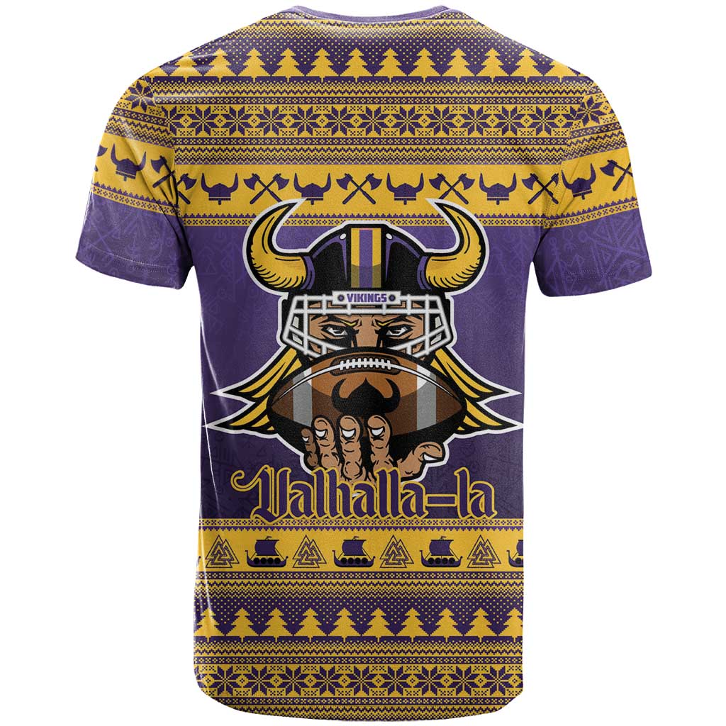 Viking-Inspired Football Christmas T Shirt Valhalla-la Viking Warrior - Wonder Print Shop
