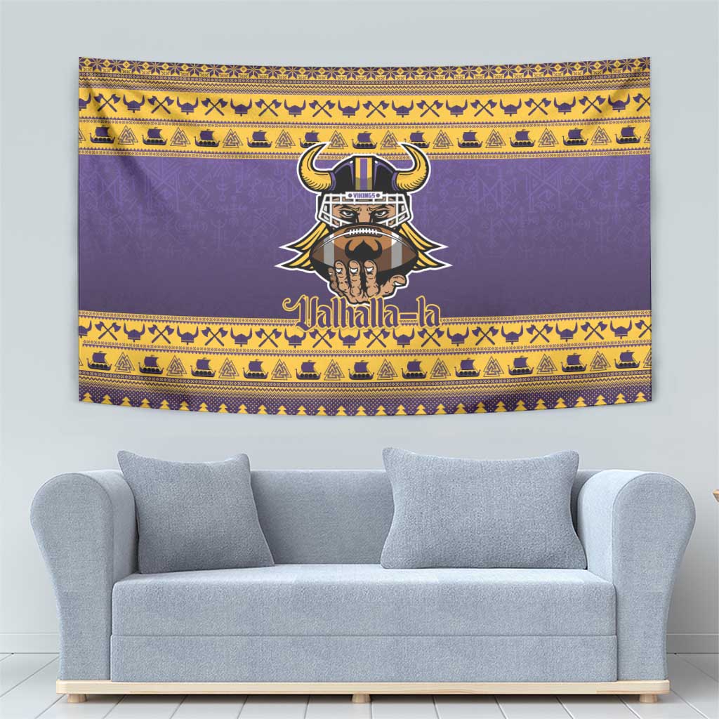 Viking-Inspired Football Christmas Tapestry Valhalla-la Viking Warrior - Wonder Print Shop