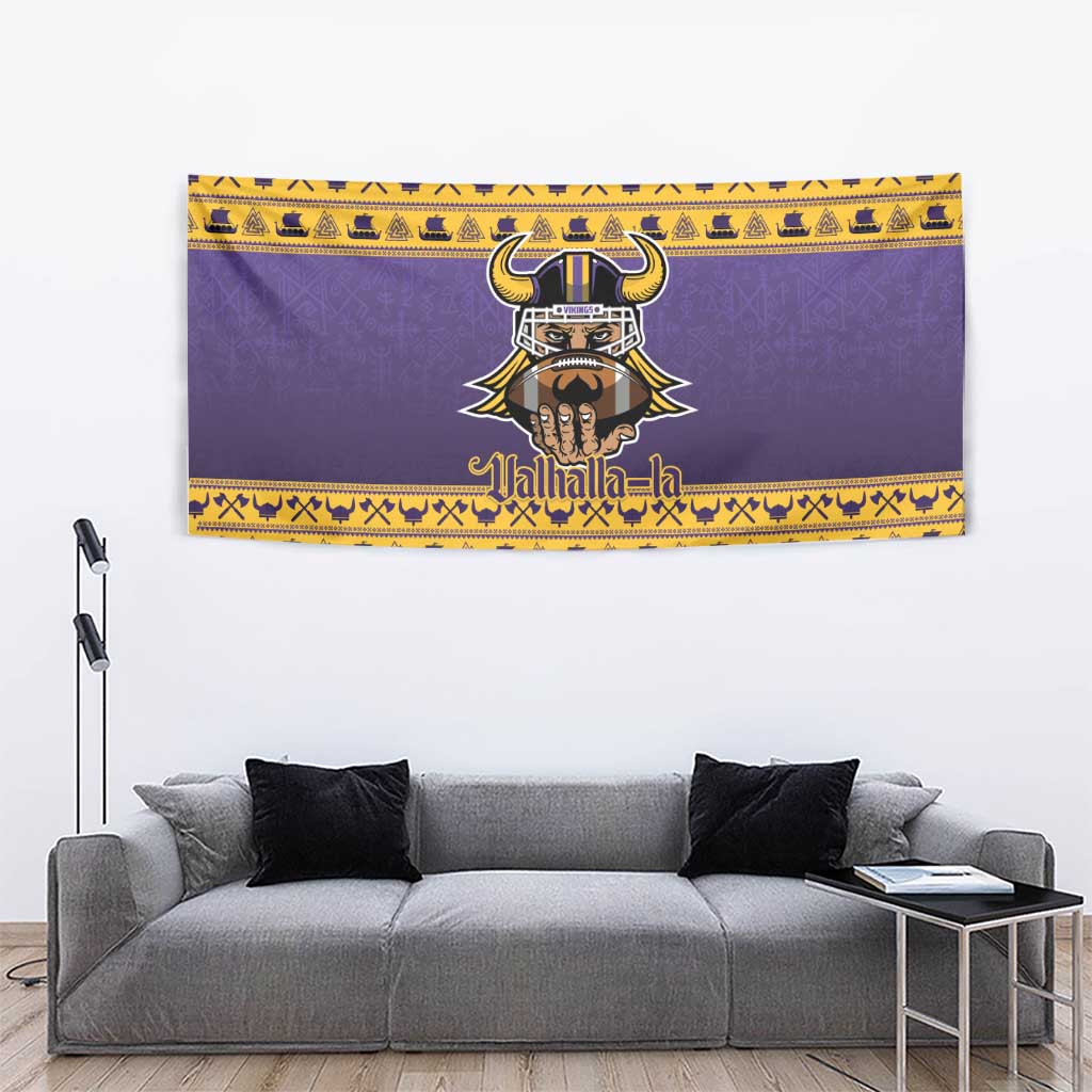 Viking-Inspired Football Christmas Tapestry Valhalla-la Viking Warrior - Wonder Print Shop