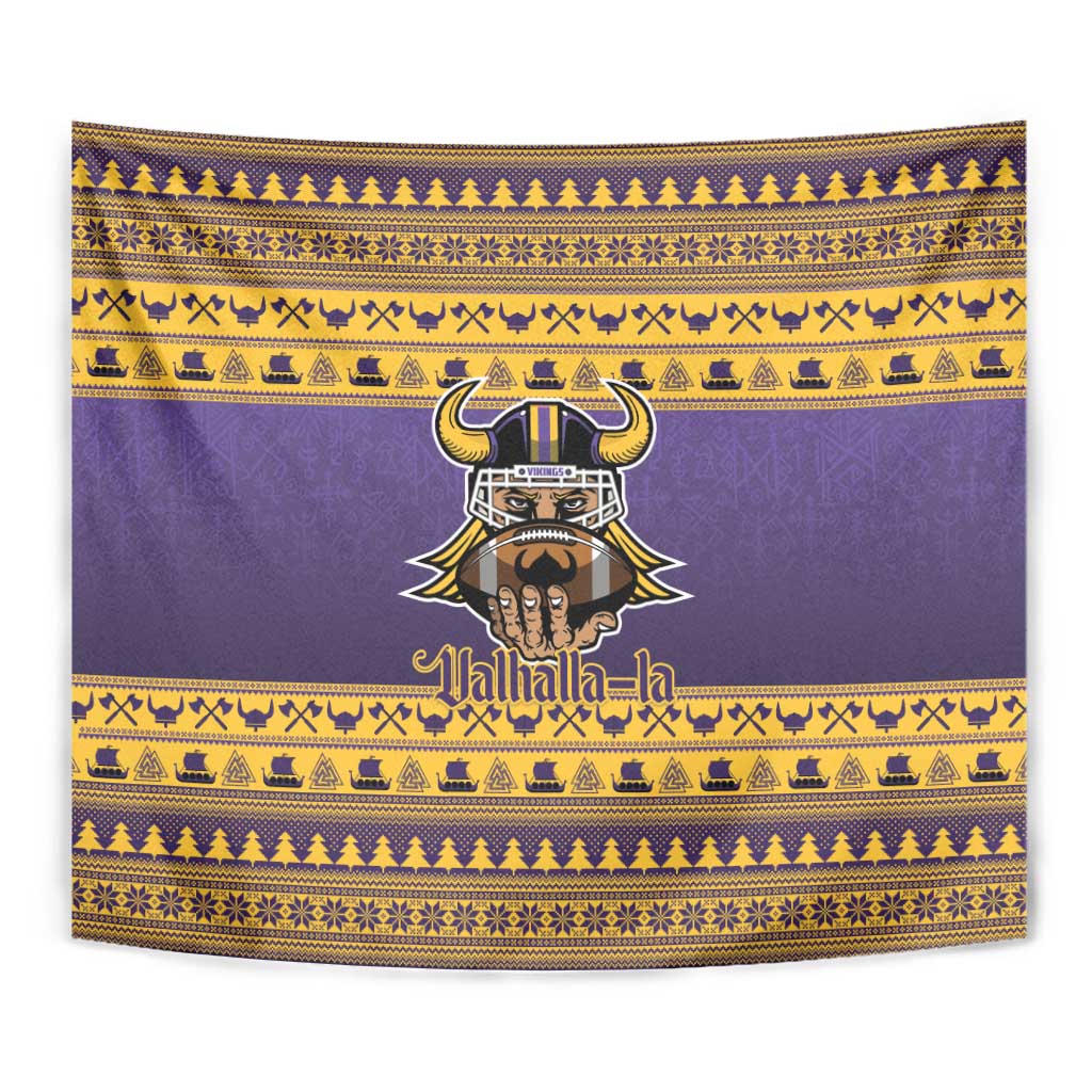 Viking-Inspired Football Christmas Tapestry Valhalla-la Viking Warrior - Wonder Print Shop