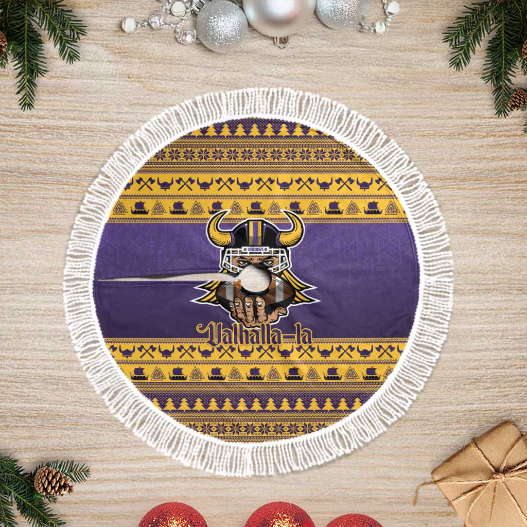 Viking-Inspired Football Christmas Tree Skirt Valhalla-la Viking Warrior - Wonder Print Shop