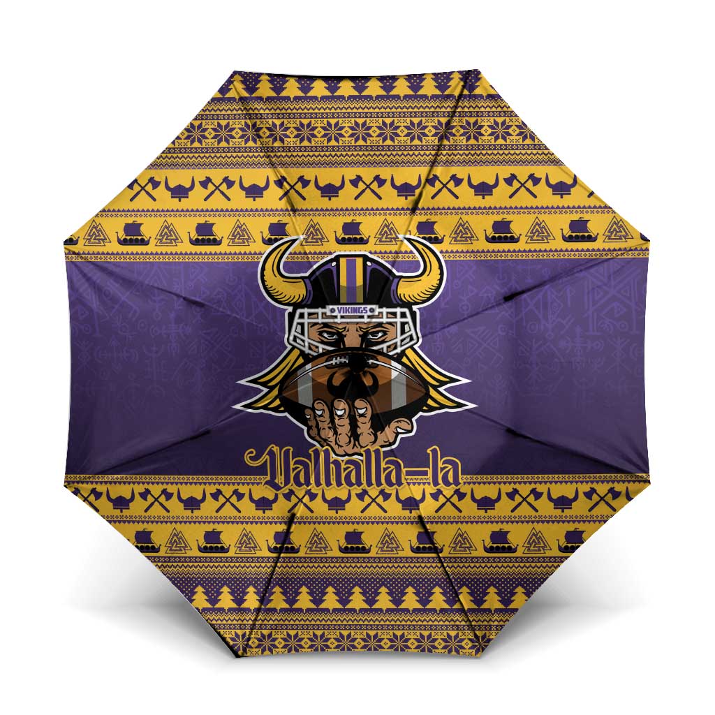 Viking-Inspired Football Christmas Umbrella Valhalla-la Viking Warrior - Wonder Print Shop