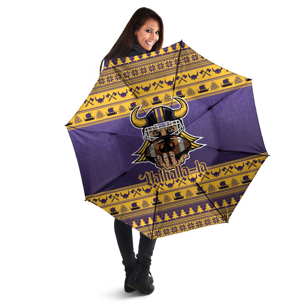 Viking-Inspired Football Christmas Umbrella Valhalla-la Viking Warrior - Wonder Print Shop
