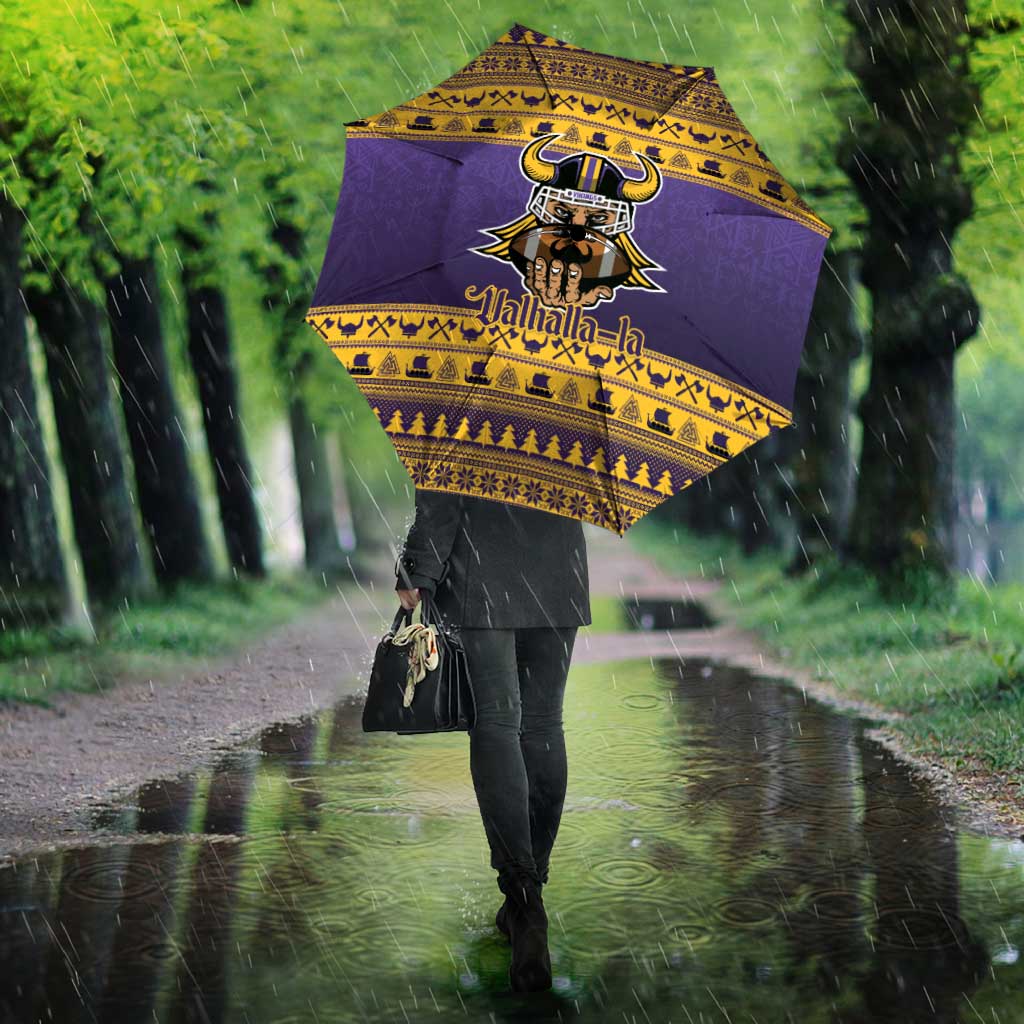 Viking-Inspired Football Christmas Umbrella Valhalla-la Viking Warrior - Wonder Print Shop