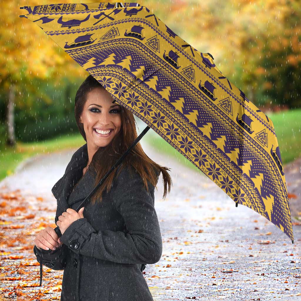 Viking-Inspired Football Christmas Umbrella Valhalla-la Viking Warrior - Wonder Print Shop