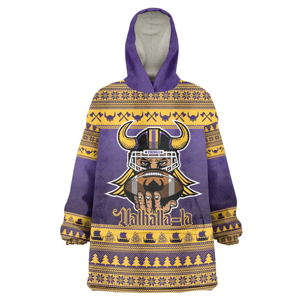Viking-Inspired Football Christmas Wearable Blanket Hoodie Valhalla-la Viking Warrior - Wonder Print Shop