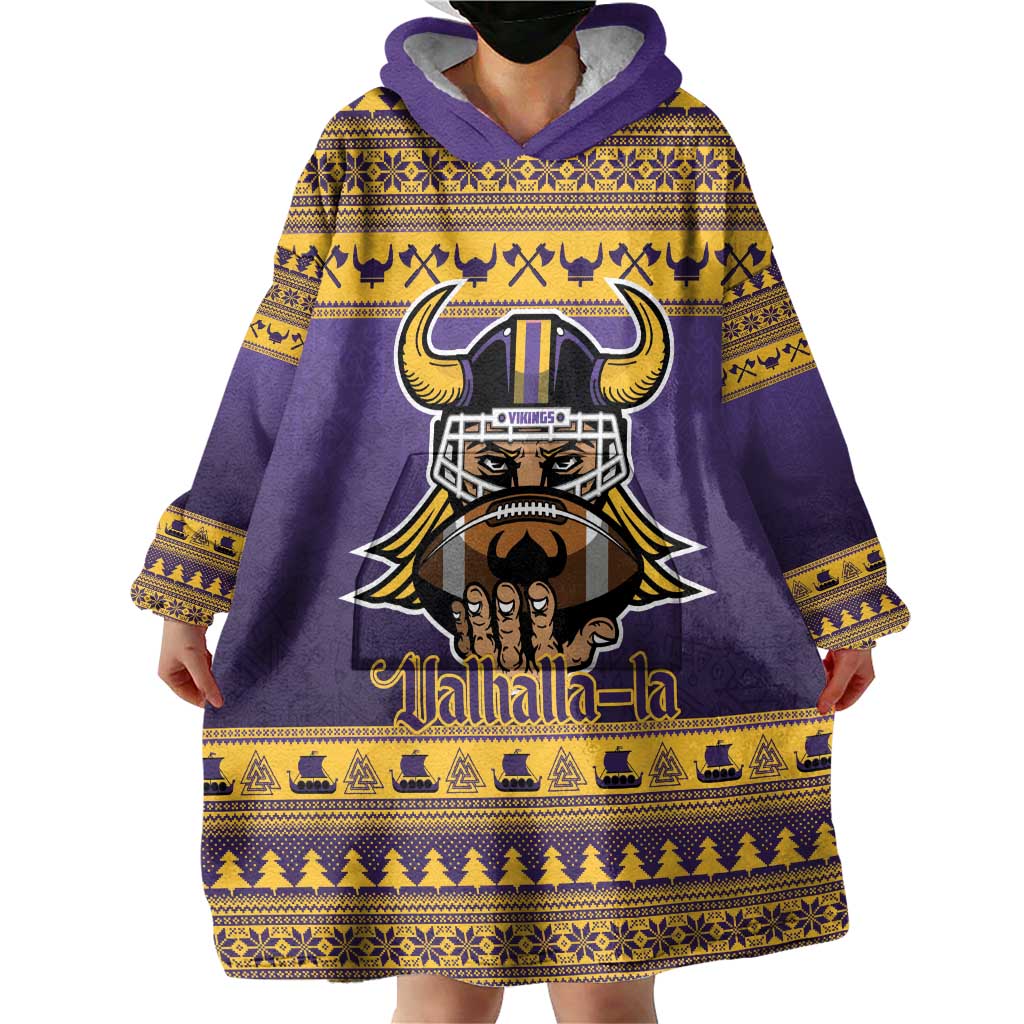 Viking-Inspired Football Christmas Wearable Blanket Hoodie Valhalla-la Viking Warrior - Wonder Print Shop