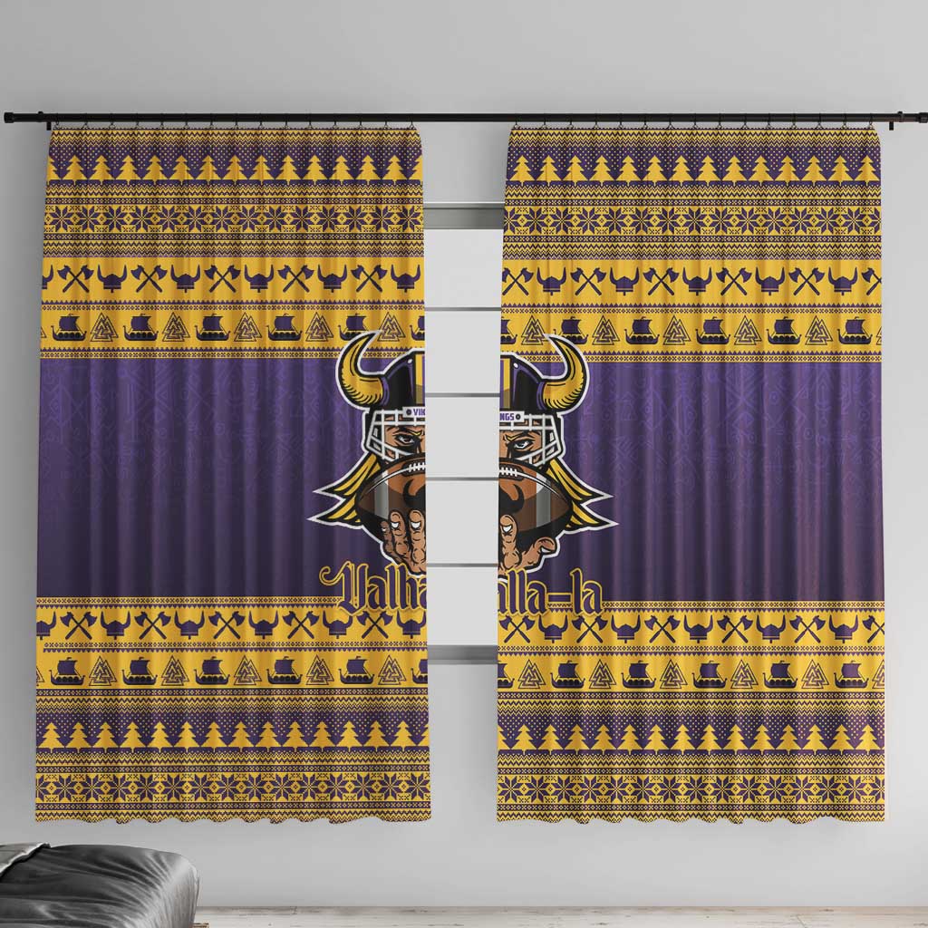 Viking-Inspired Football Christmas Window Curtain Valhalla-la Viking Warrior - Wonder Print Shop