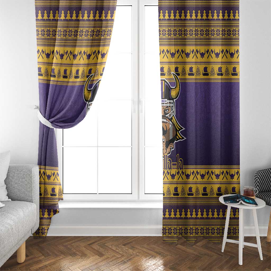 Viking-Inspired Football Christmas Window Curtain Valhalla-la Viking Warrior - Wonder Print Shop