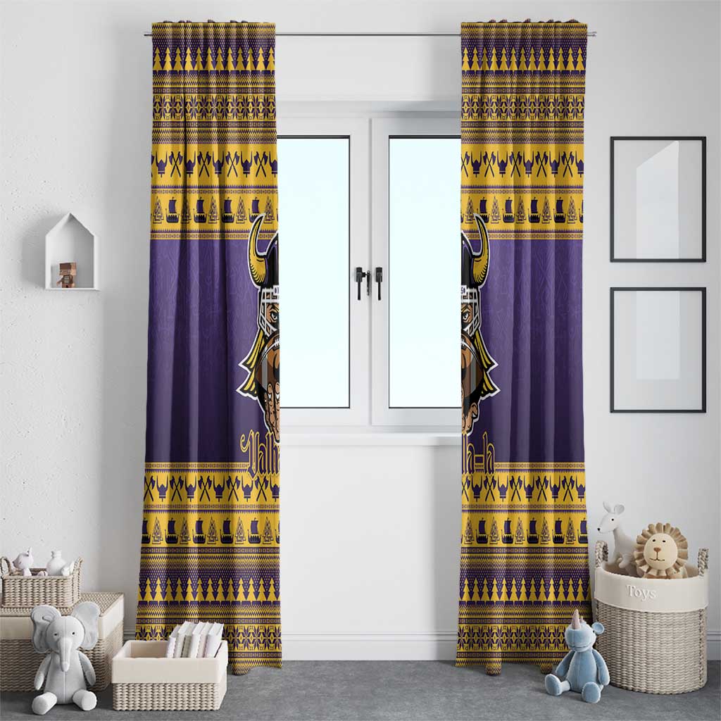 Viking-Inspired Football Christmas Window Curtain Valhalla-la Viking Warrior - Wonder Print Shop